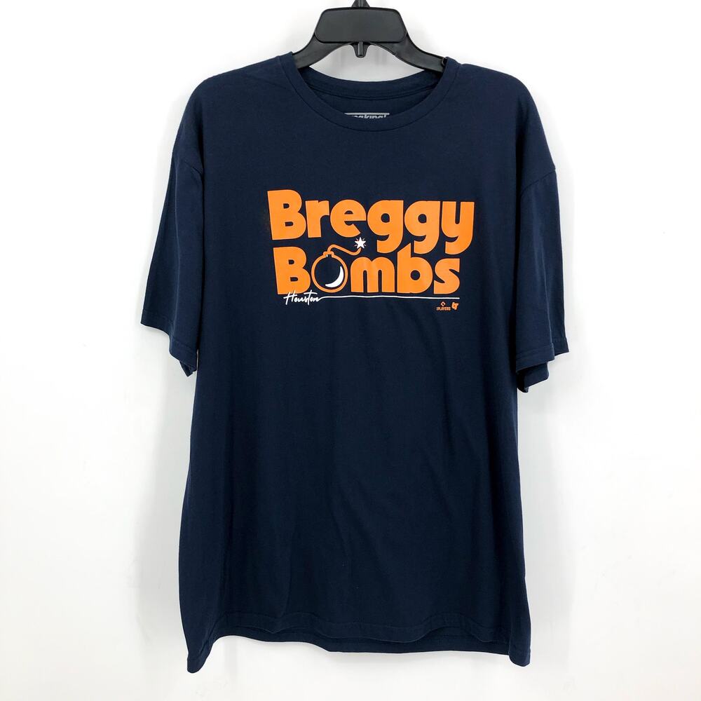 BREAKINGT Men's Houston Astros Breggy Bombs Short Sleeve T-shirt XXL Navy NWOT